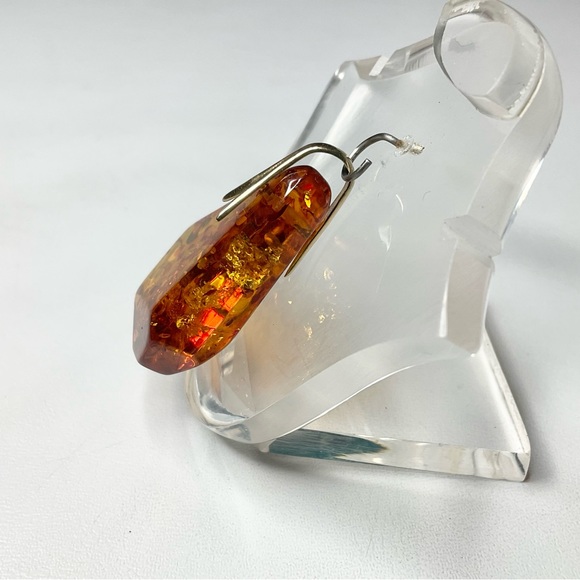 14K Gold Amber Pendant for Necklace - Picture 4 of 8